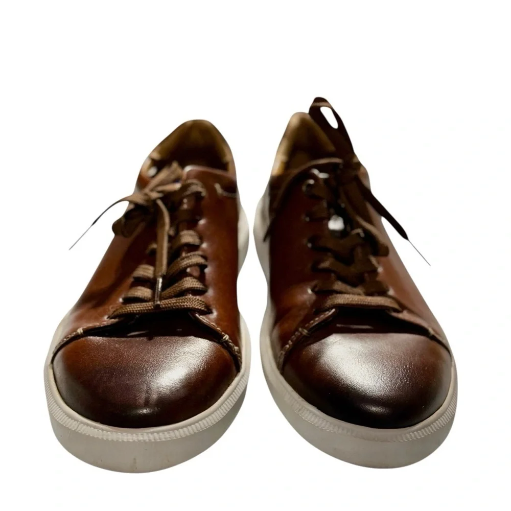 Clarks Men’s Cambro Low Dark Tan Leather Sneakers – Size US 10 / EU 43